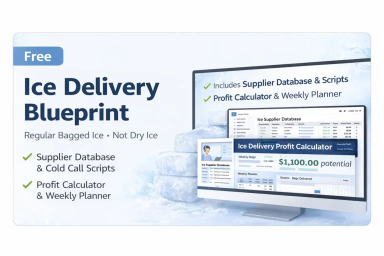 Free Southern California ice delivery business blueprint preview for starting a local bagged ice delivery operation